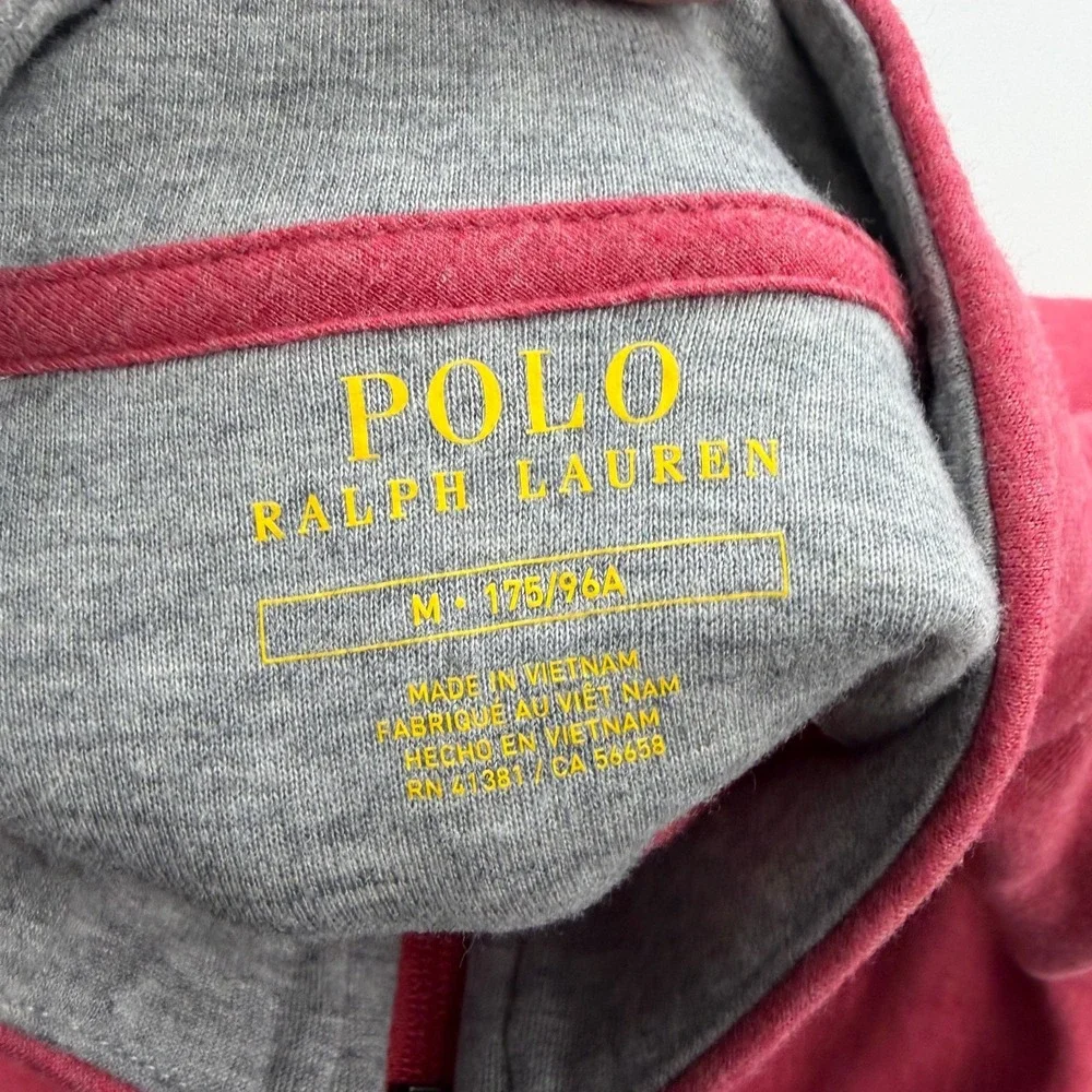 Polo Ralph Lauren Sweater Mens Medium Flame Red 1/4 Zip Long Sleeve